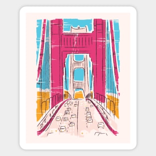 Vintage Sketch Art of Golden Gate Bridge San Francisco Magnet